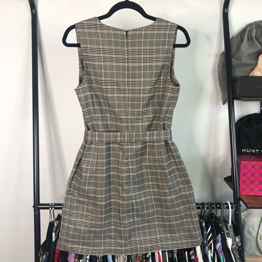 French Connection Amati Gray and Pink Plaid Check Jumper Dress - Picture 4 of 7